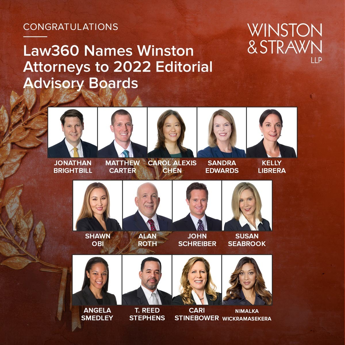 Law360 Names Winston Attorneys to 2022 Editorial Advisory Boards