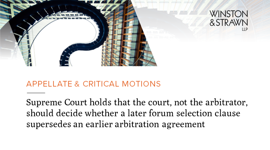 Supreme Court holds that the court, not the arbitrator, should decide ...