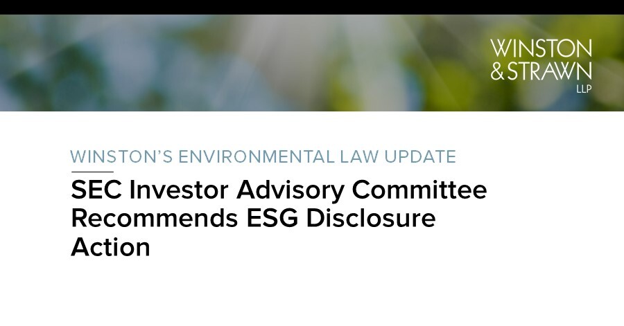 SEC Investor Advisory Committee Recommends ESG Disclosure Action